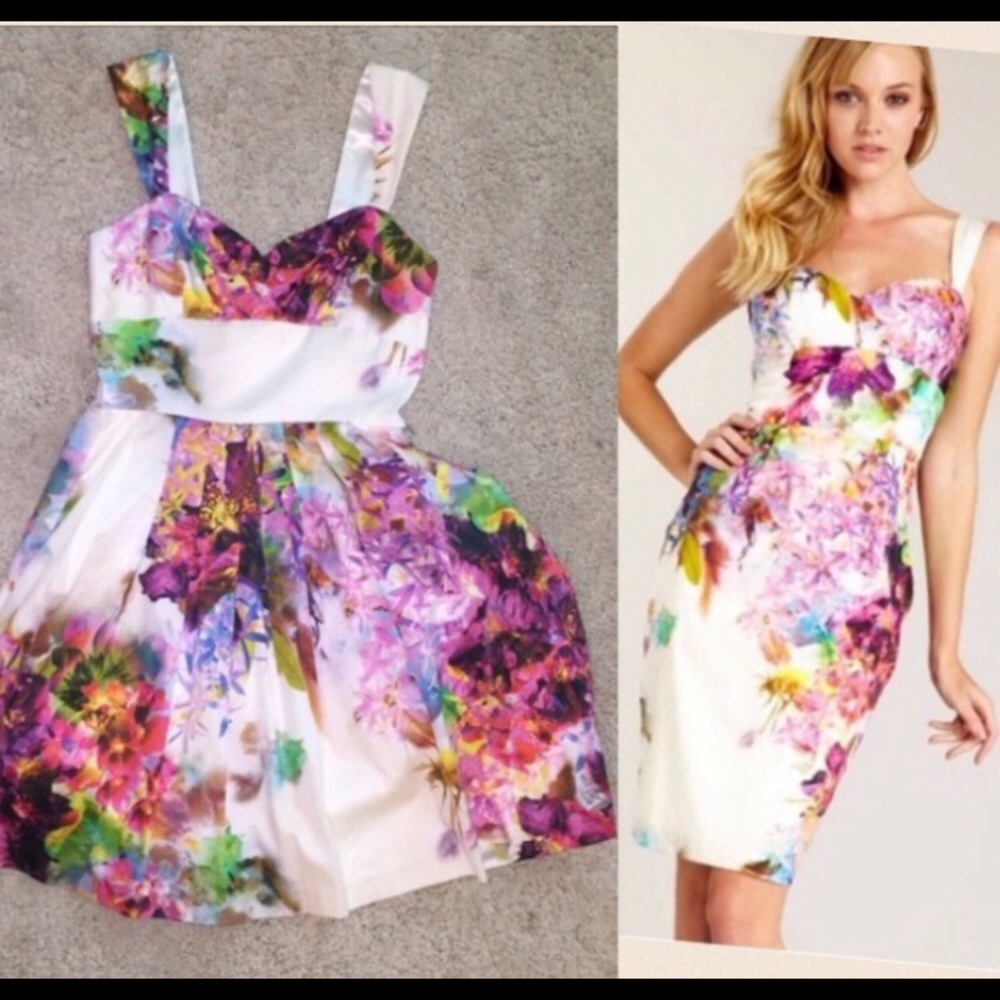 Single Watercolor Floral Dress Full Skirt